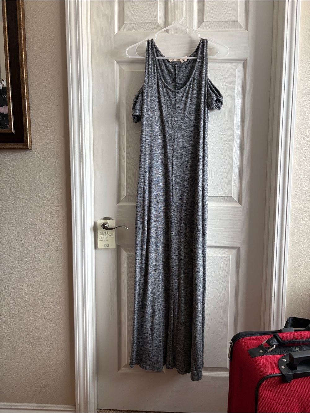 Soft Surroundings Heathered Gray Cold-Shoulder Maxi Dress